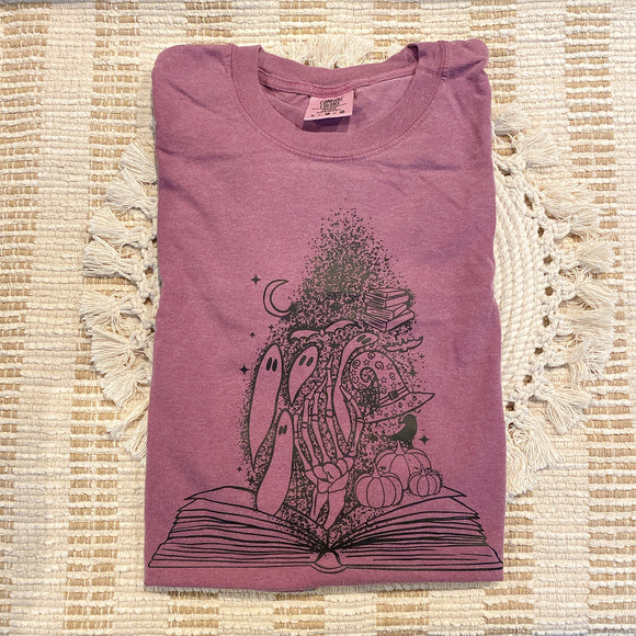 Spooky Book Tee - Berry