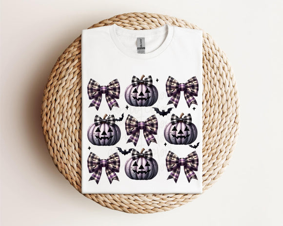 Spooky Pumpkin Checkered Coquette Tee / Sweatshirt